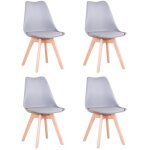 Benyled lot de 4 chaises de salle  manger de style tulipe design scandinave gris
