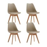 Benyled lot de 4 chaises de salle  manger de style tulipe design scandinave marron