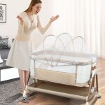 Berceau � bascule pour b�b� + berceau - yiyi - avec moustiquaire et �tag�re de rangement - 90 * 60 * ...