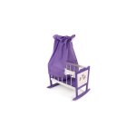 Berceau ? bascule en bois poup?e - violet - dim. 49x37x78 cm