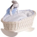 Berceau en osier blanc - lit pour poupe  bascule en bois