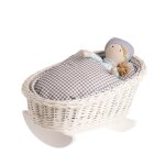 Berceau en osier blanc lit poupee berceau à bascule en bois Berceau en osier blanc lit poupee berceau à bascule en bois