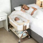 Berceau portable pour b�b� - homewell - hauteur r�glable - 90 * 60 * 90 - 115cm - beige