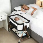 Berceau portable pour b�b� - homewell - hauteur r�glable - 90 * 60 * 90 - 115cm - noir
