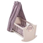 Berceau de poupe en bois howa - modle rainbow - couleur rose - convient aux poupes jusqu 50 cm