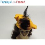 B�ret florentin jaune - fabrication fran�aise - accessoire de d�guisement - coiffe m�di�vale