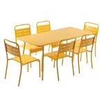 Bergame - ensemble table de jardin 160 cm et 6 chaises jaune