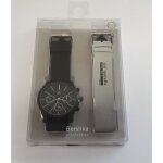 Montre - bershka - hommes - quartz - bracelet noir et argent - 4. 5 cm