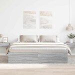 Best 2026lit 2 places gris - 200x200 cm - lemon� - cadre de lit - sans matelas - sonoma gris 200x200 ...