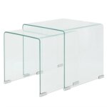 Best - meuble * bout canap� - ensemble de 2 tables basses gigognes - contemporain - verre tremp� transparent(2 ...