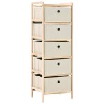 Best - meuble * �tag�re de rangement 5 paniers tissu bois de c�dre beige armoire de chambre(5673)