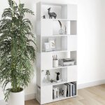Bestlife� armoire salon � vitrine meuble �tag�re biblioth�que - s�parateur de pi�ce blanc 80x24x186 cm ...