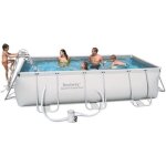 Piscine rectangulaire tubulaire - bestway - power steel - 404x201x100 cm - 6786 l - filtre  cartouche ...
