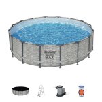 Bestway bestway piscine hors sol tubulaire ronde bestway steel pro max 488 x 122 cm d�cor pierres