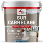 Beton cire carrelage pour sols et murs - kit beton cire sur carrelage - 2 m� (en 2 couches) canard gris ...
