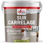Beton cire carrelage pour sols et murs - kit beton cire sur carrelage 2 m� (en 2 couches) - chayote vert ...