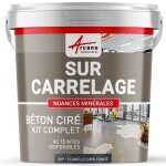 Beton cire carrelage pour sols et murs - kit beton cire sur carrelage 2 m� (en 2 couches) - flanelle ...