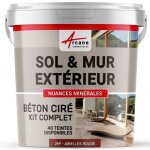 Kit beton cire exterieur : pour sol mur terrasse balcon escalier 2 m� (en 2 couches) - airelles rouge ...