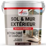 Kit beton cire exterieur : pour sol mur terrasse balcon escalier 2 m� (en 2 couches) - arabica marron ...