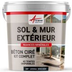 Kit beton cire exterieur : pour sol mur terrasse balcon escalier 2 m� (en 2 couches) - aronia gris noir ...