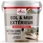 Kit beton cire exterieur : pour sol mur terrasse balcon escalier - 2 m� (en 2 couches) barbadine clair ...