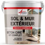 Kit beton cire exterieur : pour sol mur terrasse balcon escalier 2 m² (en 2 couches) - crème ivoire Kit beton cire exterieur : pour sol mur terrasse balcon escalier 2 m² (en 2 couches) - crème ivoire