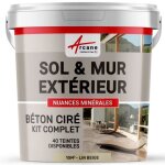 Kit beton cire exterieur : pour sol mur terrasse balcon escalier 10 m (en 2 couches) - lin beige
