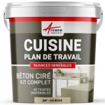 Kit beton cire cuisine et plan de travail 2 m (en 2 couches) - lin beige