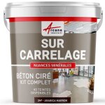 Beton cire carrelage pour sols et murs - kit beton cire sur carrelage 2 m (en 2 couches) - arabica marron ...