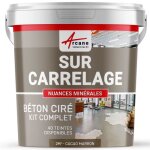 Beton cire carrelage pour sols et murs - kit beton cire sur carrelage 2 m� (en 2 couches) - cacao marron ...