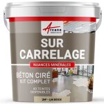 Beton cire carrelage pour sols et murs - kit beton cire sur carrelage 2 m (en 2 couches) - lin beige ...
