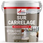 Beton cire carrelage pour sols et murs - kit beton cire sur carrelage - 2 m� (en 2 couches) marron glac� ...