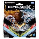 Beyblade x jurassic world t. rex contre mosasaurus 2toupies de comptition takara tomy 2lanceurs ds ...