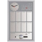 Tableau � m�mo - bi - office - cg016652 - calendrier hebdomadaire - horloge - 30 x 45 cm gris argent� ...