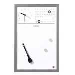 Bi - office tableau magn�tique effa�able � sec avec horloge / planificateur hebdomadaire 30 x 45 cm gris ...