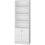 Biblioth�que 2 portes blanche 5 niches l 61. 5 h 182. 5 p 30. 5 cm - l 61. 5 x l 30. 5 x h 182. 5 cm