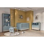 Bibliothque 2t / 2p firmiana - style scandinave - coloris : bleu orage & bois naturel - 77. 4 x 36. ...