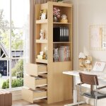 Biblioth�que avec 3 tiroirs et 6 �tag�res ouvertes armoire � dossiers verticale - meuble de bureau 60 ...