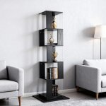 Biblioth�que � 5 niveaux - pivotante 360� - 50x50x159 cm - noir - panneaux de particules