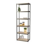 Biblioth�que 6 niveaux collection ranong? style industriel coloris ch�ne et noir