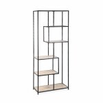 Etagre en mtal noir et dcor bois - loft - bibliothque 6 niveaux. l 77 x l 33 x h 185cm