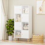 Bibliothque avec 8 cubes meuble de rangement bibliothque tagre rangement avec 4 portes (blanc 64. ...