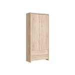 Biblioth�que armoire placard � 2 portes et 2 tiroirs coloris ch�ne sonoma - longueur 90 x profondeur ...