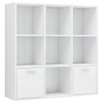 Bibliothque - aynefy - blanc brillant - 7 cubes ouverts et 2 portes
