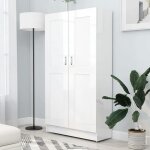 Biblioth�que blanc brillant 825x305x150 cm agglom�r� armoire � vitrine armoire � livres meuble de rangement ...