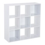 Biblioth�que blanche moderne 9compartiments bois 91x295x91cm