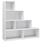 Biblioth�que en bois ding�nierie - jill - blanc brillant - 155x24x160 cm - 6 �tag�res ouvertes - s�parateur ...