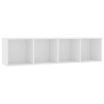 Biblioth�que en bois ding�nierie - vidaxl - 143x30x36 cm - blanc - 4 compartiments - montage au sol ou ...