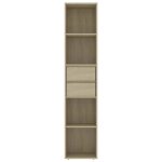 Biblioth�que en bois ding�nierie - wiens - ch�ne sonoma - 36x30x171 cm - 4 �tag�res - 2 tiroirs - facile ...