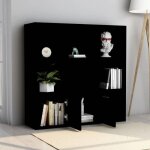 Biblioth�que en bois ding�nierie - wiens - noir - 98x30x98 cm - 7 cubes ouverts - 2 portes - facile � ...